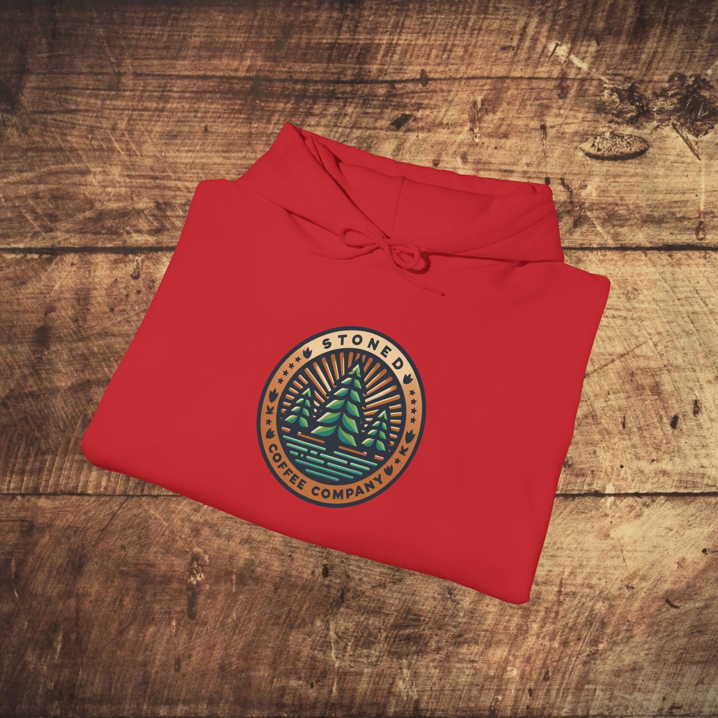 Hooded Sweatshirt Stoned Coffee Company Pine Trees Logo