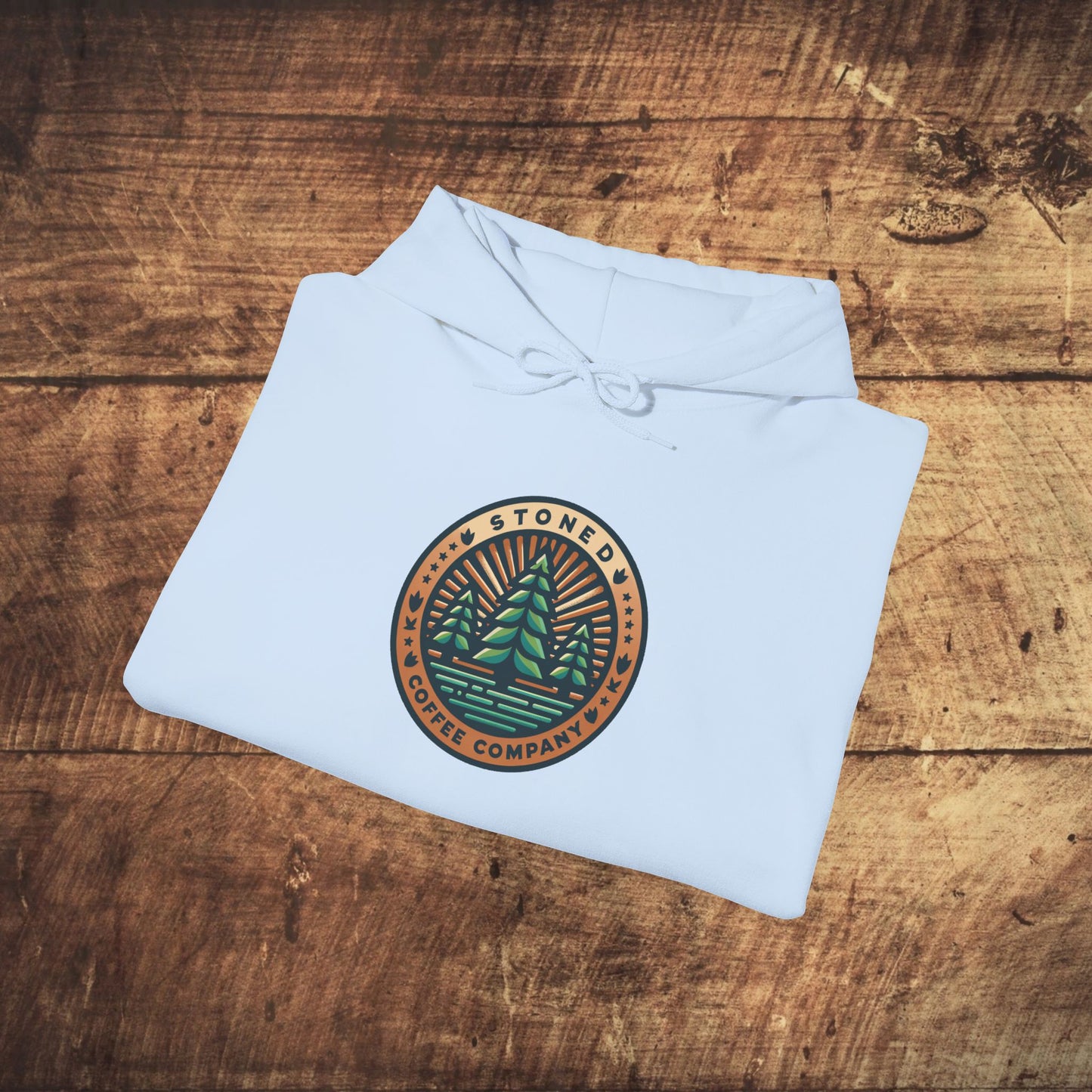 Hooded Sweatshirt Stoned Coffee Company Pine Trees Logo
