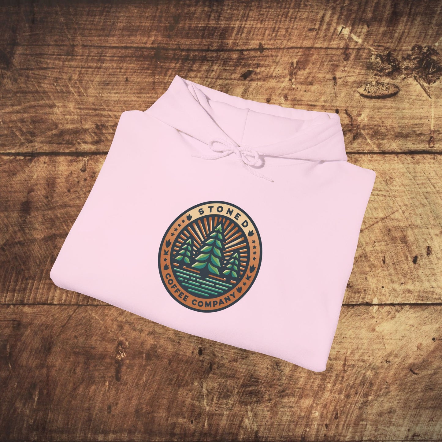 Hooded Sweatshirt Stoned Coffee Company Pine Trees Logo