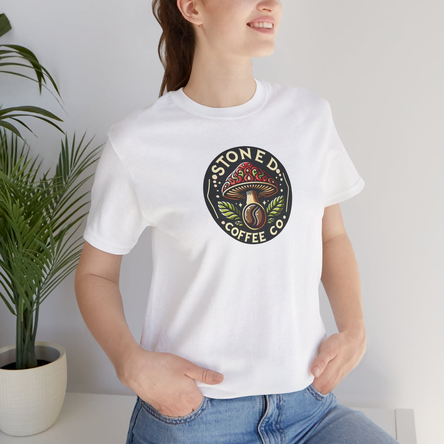 T-Shirt Stoned Coffee Company Mushroom Logo Unisex Jersey Short Sleeve Tee