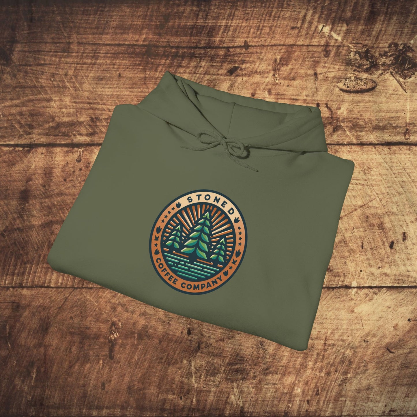Hooded Sweatshirt Stoned Coffee Company Pine Trees Logo