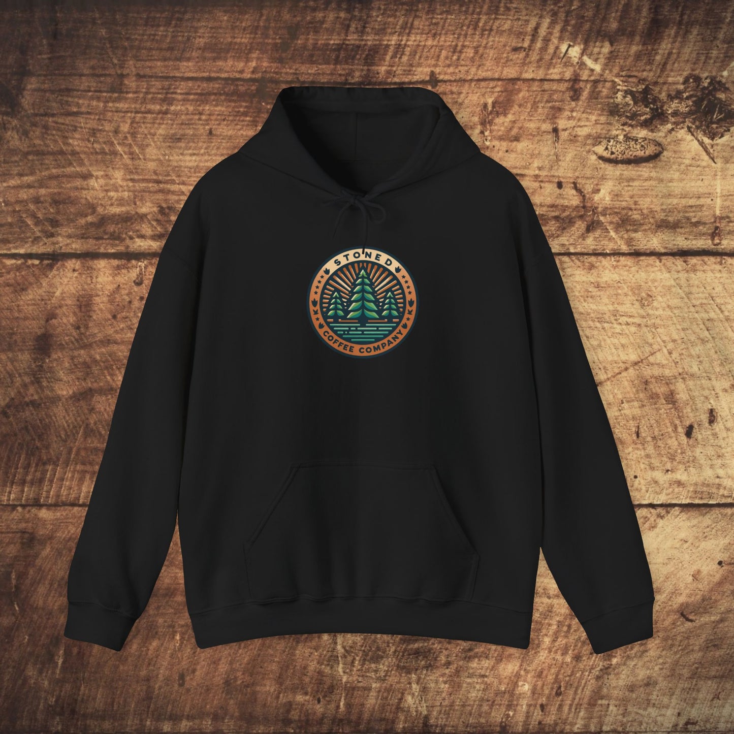 Hooded Sweatshirt Stoned Coffee Company Pine Trees Logo