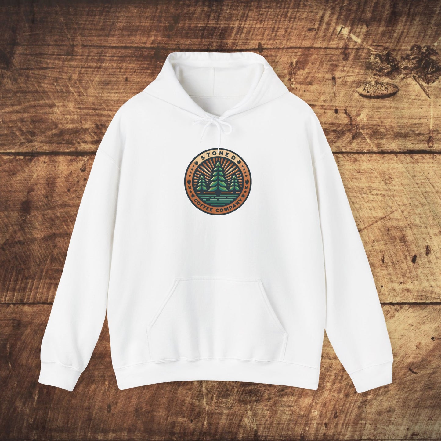 Hooded Sweatshirt Stoned Coffee Company Pine Trees Logo
