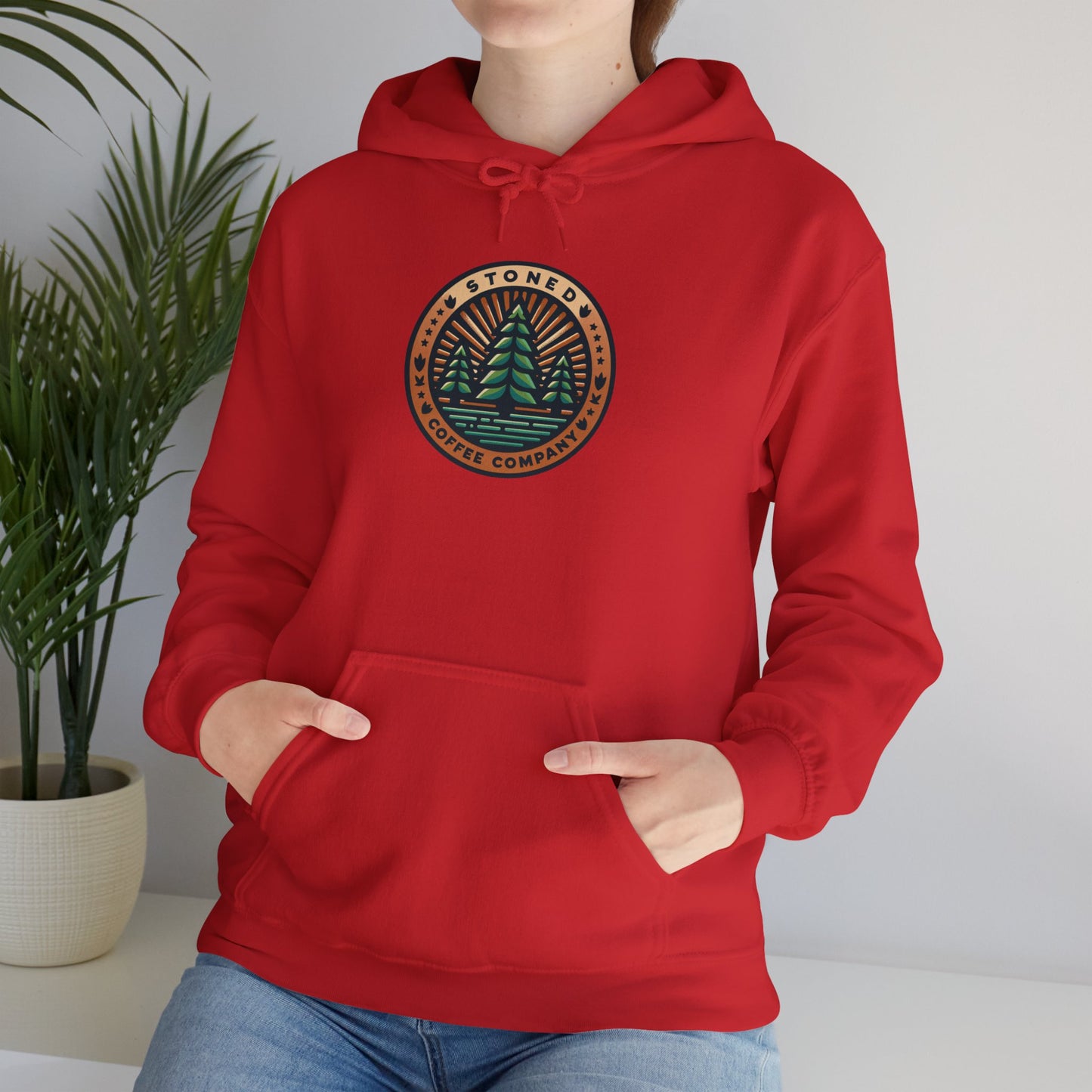 Hooded Sweatshirt Stoned Coffee Company Pine Trees Logo