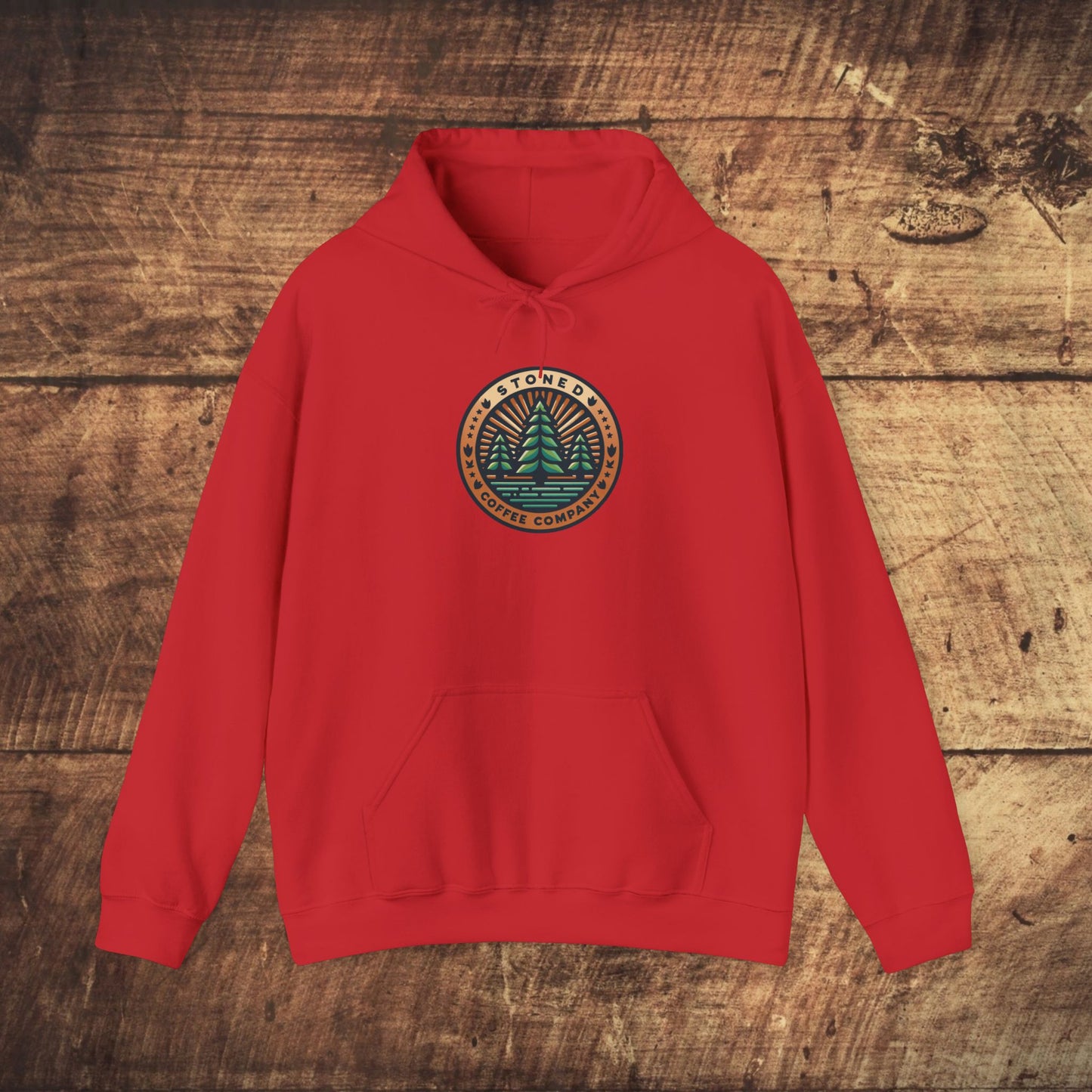 Hooded Sweatshirt Stoned Coffee Company Pine Trees Logo
