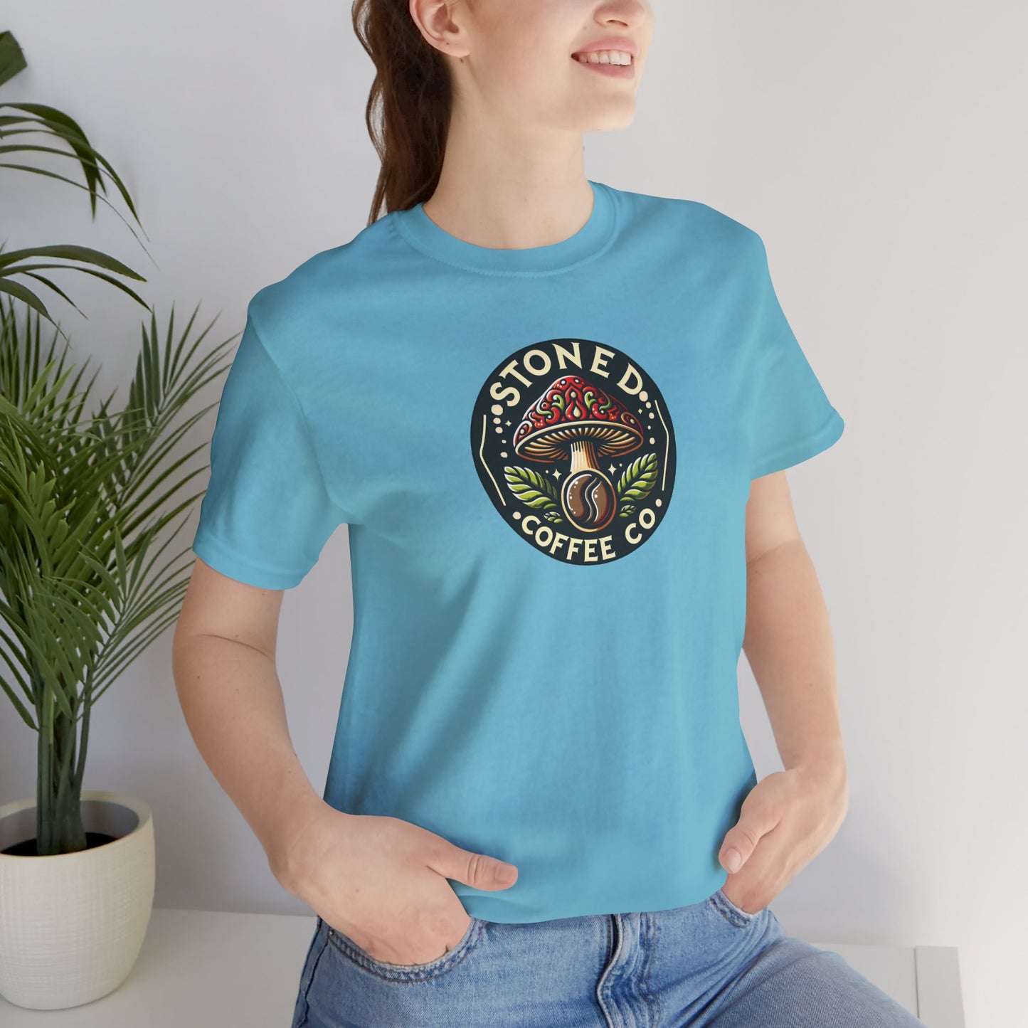 T-Shirt Stoned Coffee Company Mushroom Logo Unisex Jersey Short Sleeve Tee