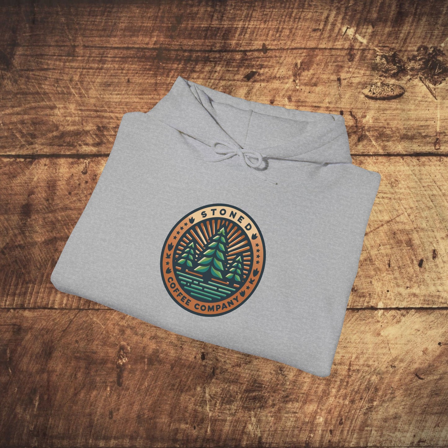 Hooded Sweatshirt Stoned Coffee Company Pine Trees Logo