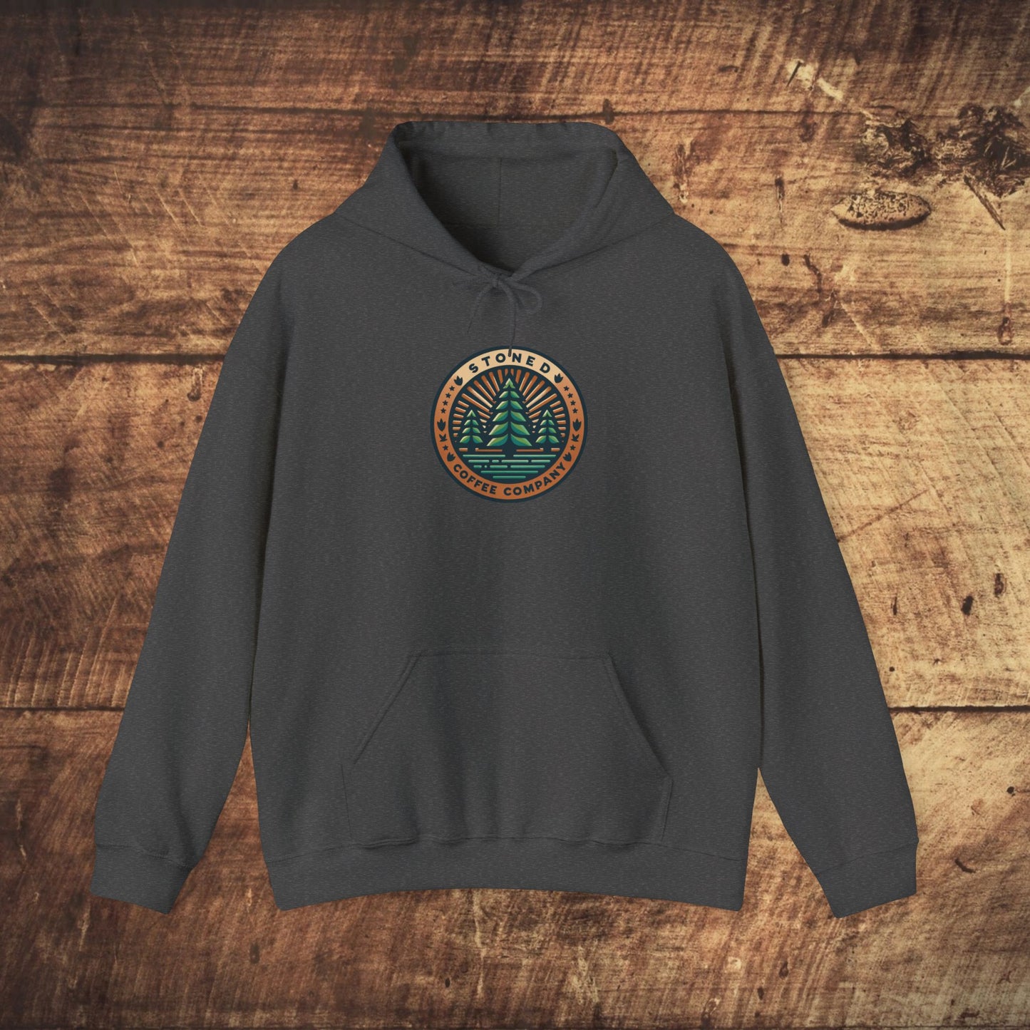 Hooded Sweatshirt Stoned Coffee Company Pine Trees Logo