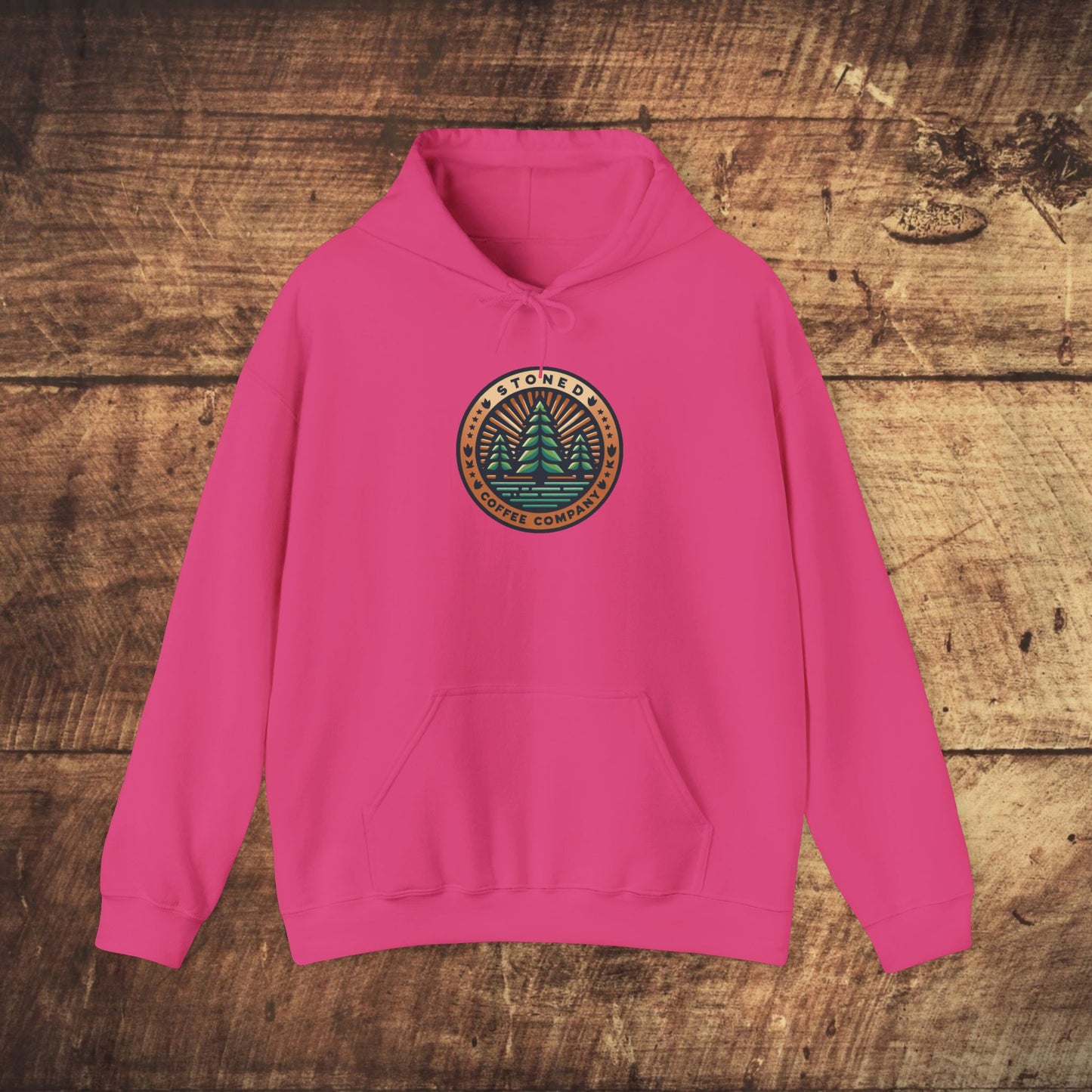 Hooded Sweatshirt Stoned Coffee Company Pine Trees Logo