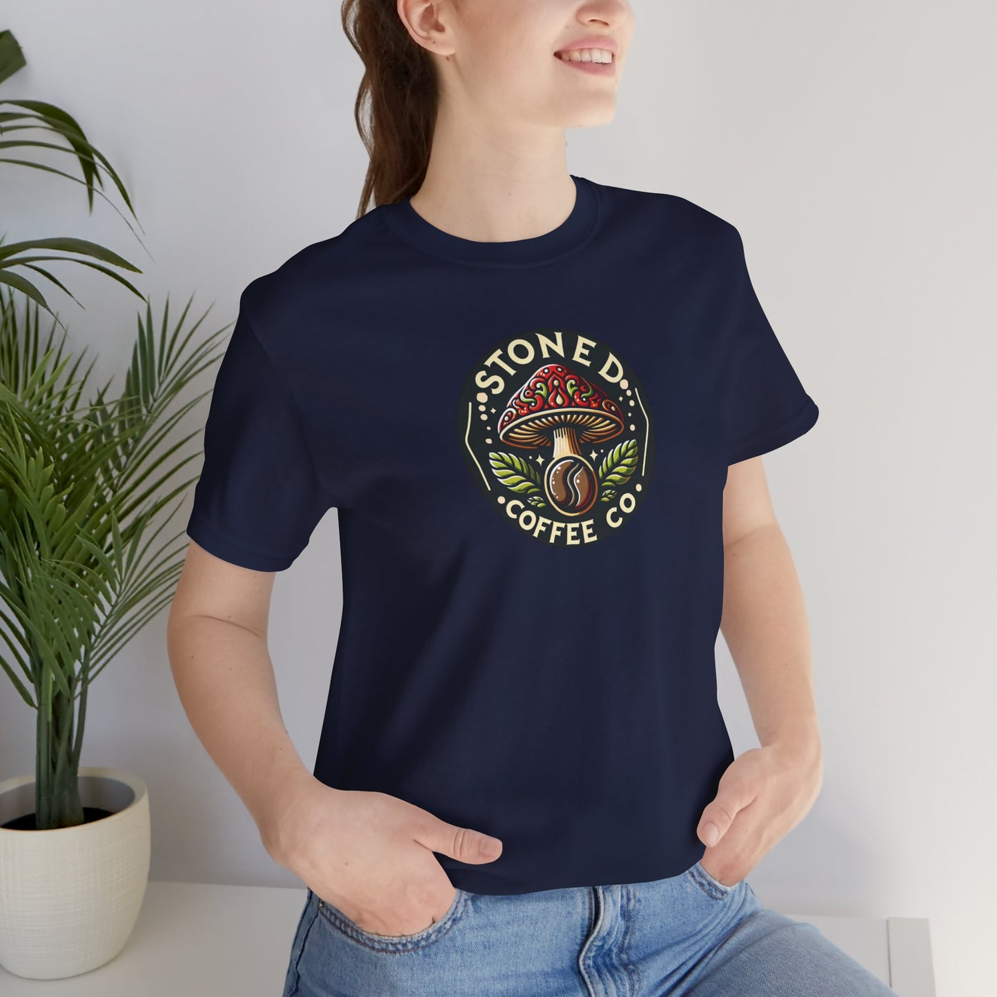 T-Shirt Stoned Coffee Company Mushroom Logo Unisex Jersey Short Sleeve Tee