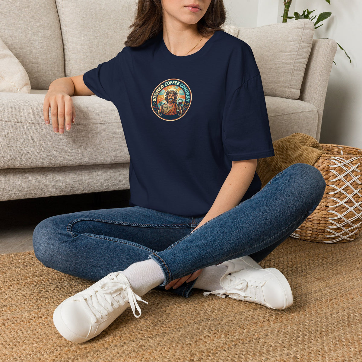 He Brewed the Coffee Christian T-Shirt — Faith & Coffee Back-Print