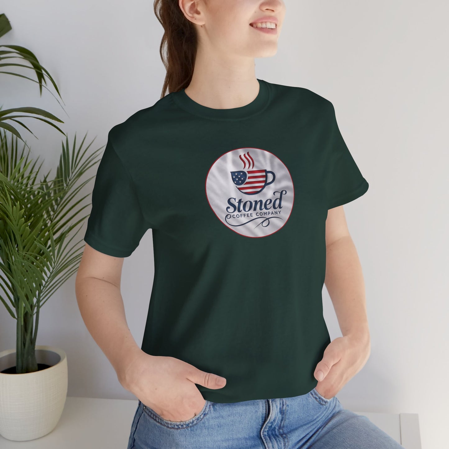 Stoned Coffee Unisex Tee - USA Flag Logo 1