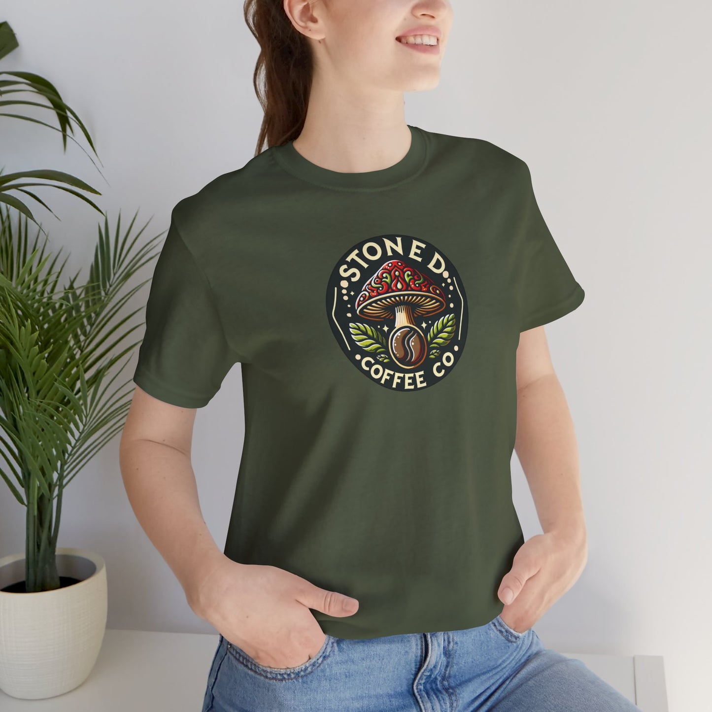 T-Shirt Stoned Coffee Company Mushroom Logo Unisex Jersey Short Sleeve Tee