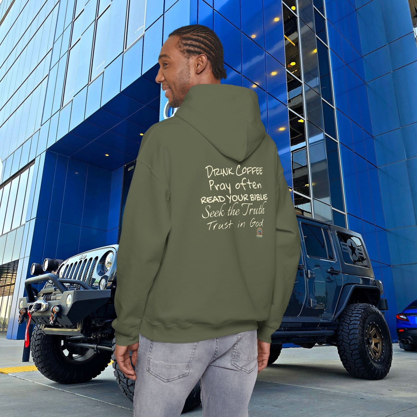 STONED COFFEE COMPANY HOODIE, Pray Often, Read Your Bible, Seek the Truth, Trust in God