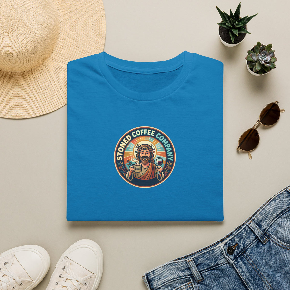He Brewed the Coffee Christian T-Shirt — Faith & Coffee Back-Print