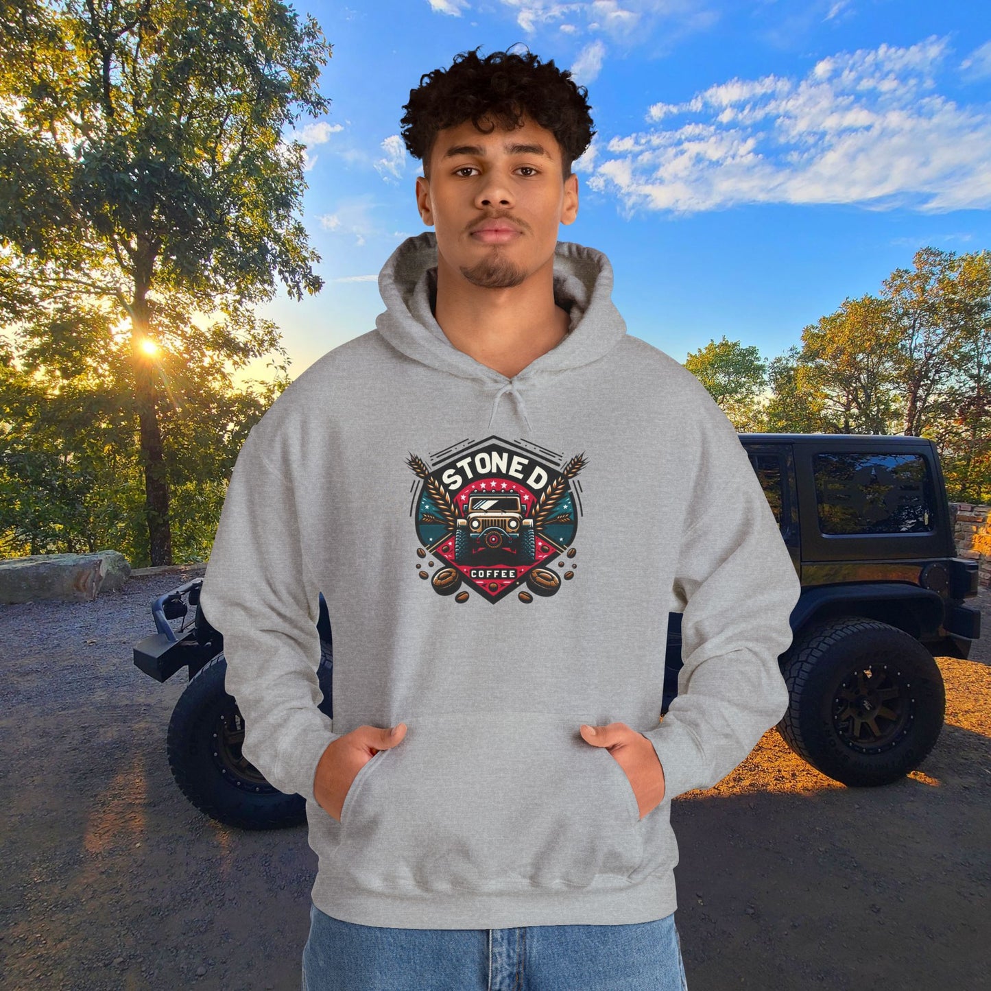 Hooded Sweatshirt - Stoned Coffee Company Jeeper Logo