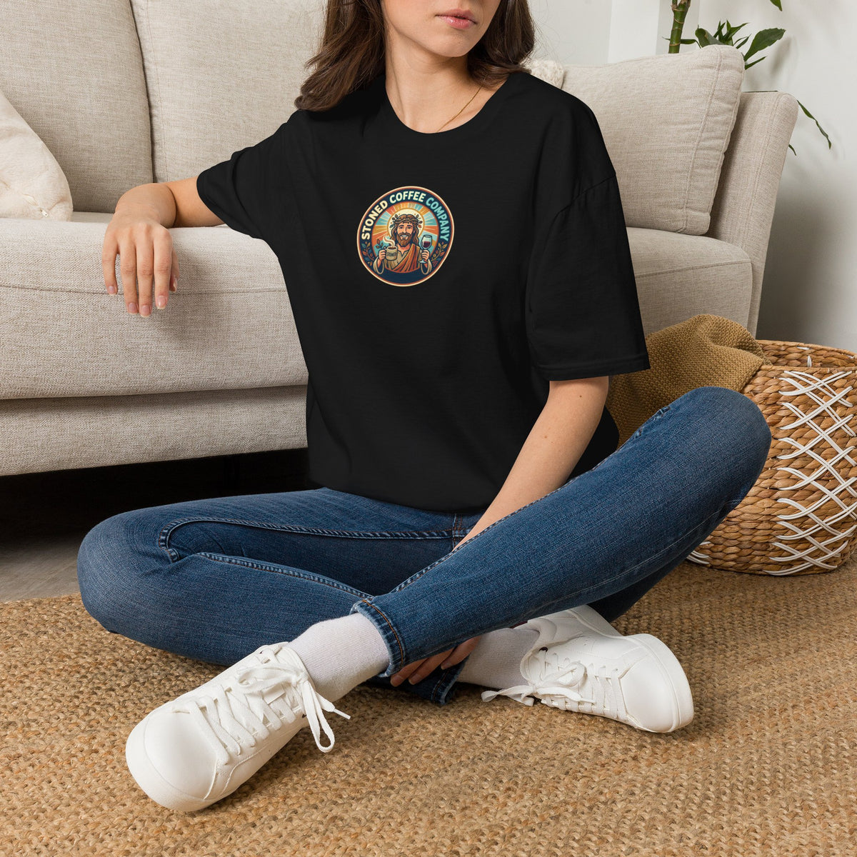 He Brewed the Coffee Christian T-Shirt — Faith & Coffee Back-Print