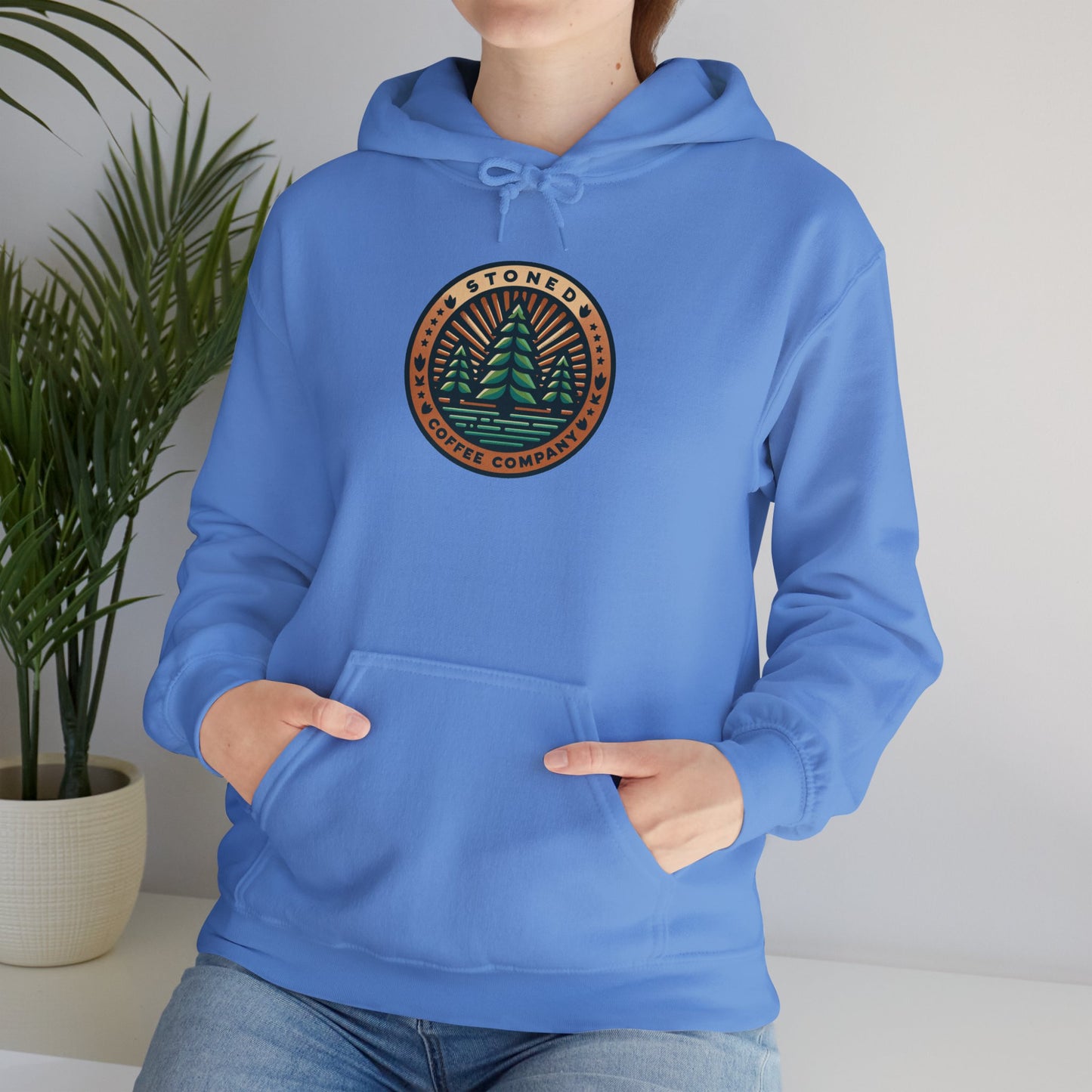 Hooded Sweatshirt Stoned Coffee Company Pine Trees Logo