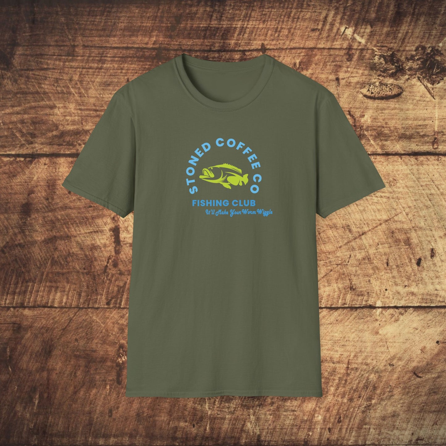 Fishing Club T-Shirt - Stoned Coffee Co Make Your Worm Wiggle Design