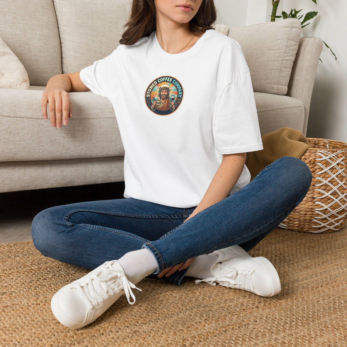 He Brewed the Coffee Christian T-Shirt — Faith & Coffee Back-Print