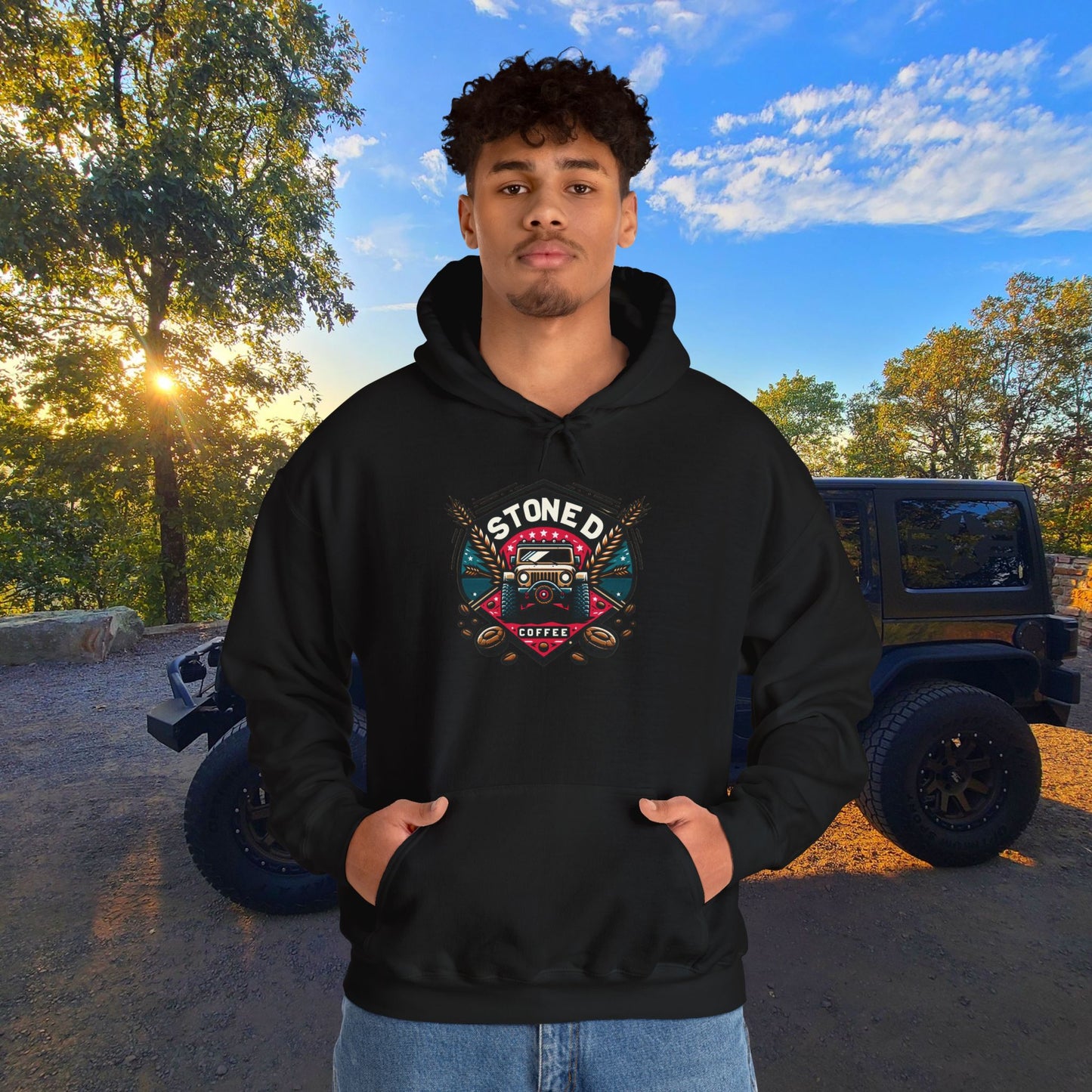 Hooded Sweatshirt - Stoned Coffee Company Jeeper Logo