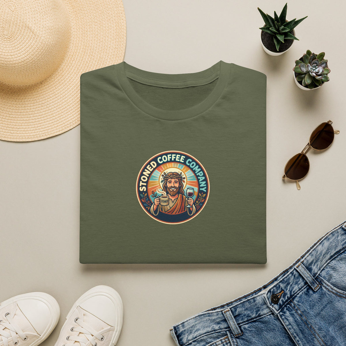 He Brewed the Coffee Christian T-Shirt — Faith & Coffee Back-Print