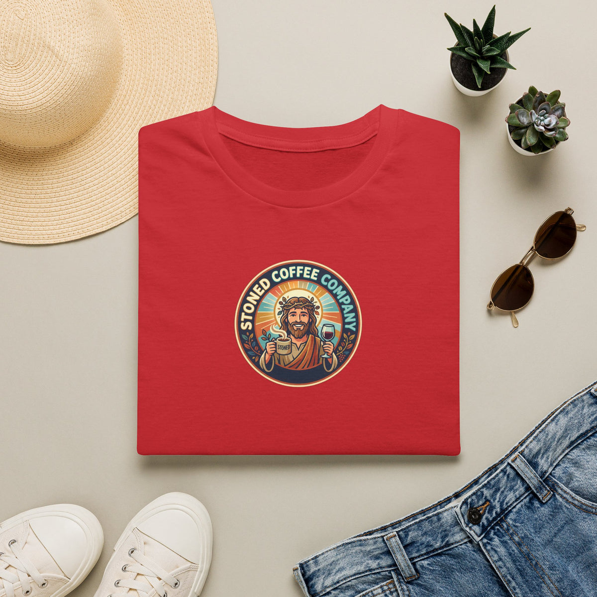 He Brewed the Coffee Christian T-Shirt — Faith & Coffee Back-Print
