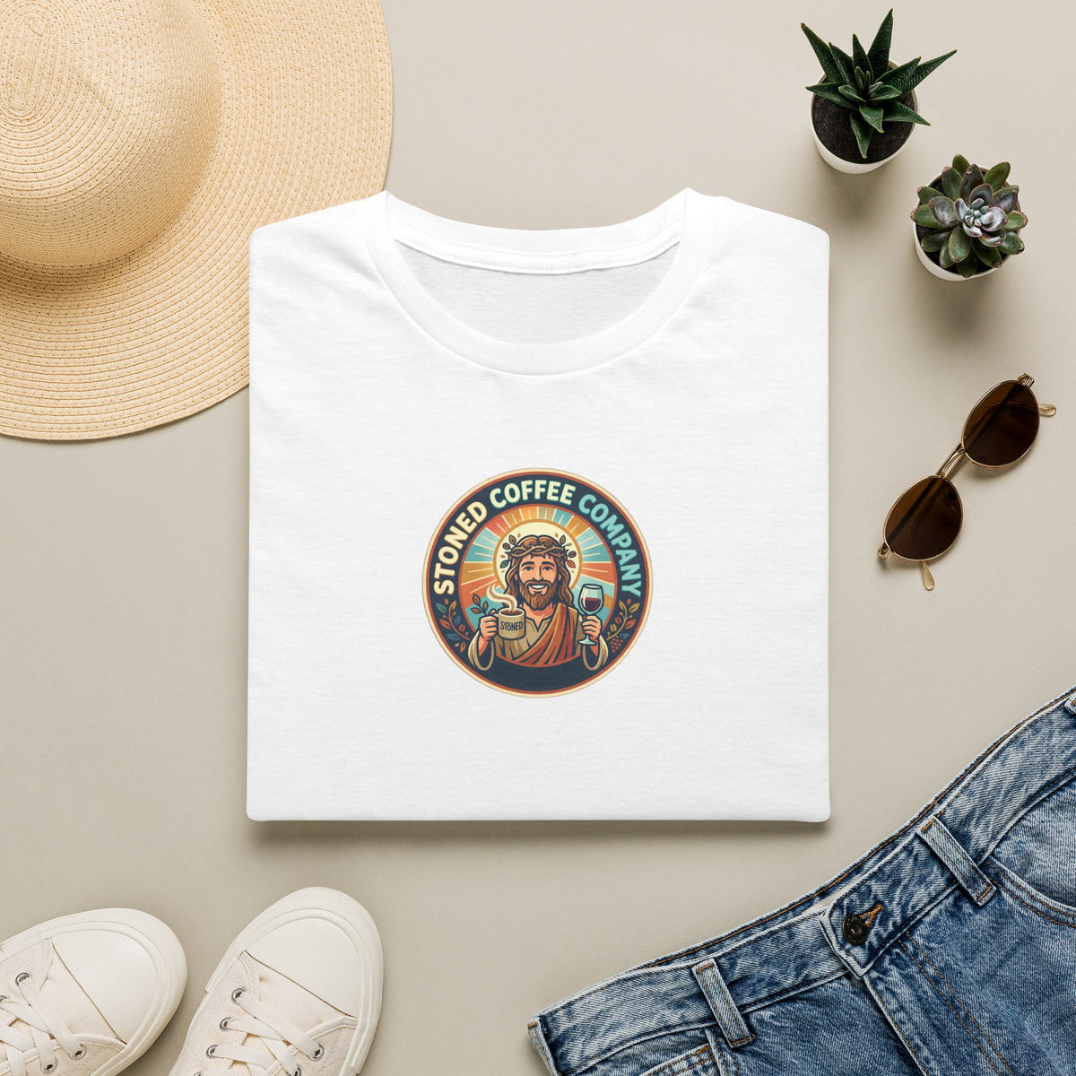 He Brewed the Coffee Christian T-Shirt — Faith & Coffee Back-Print