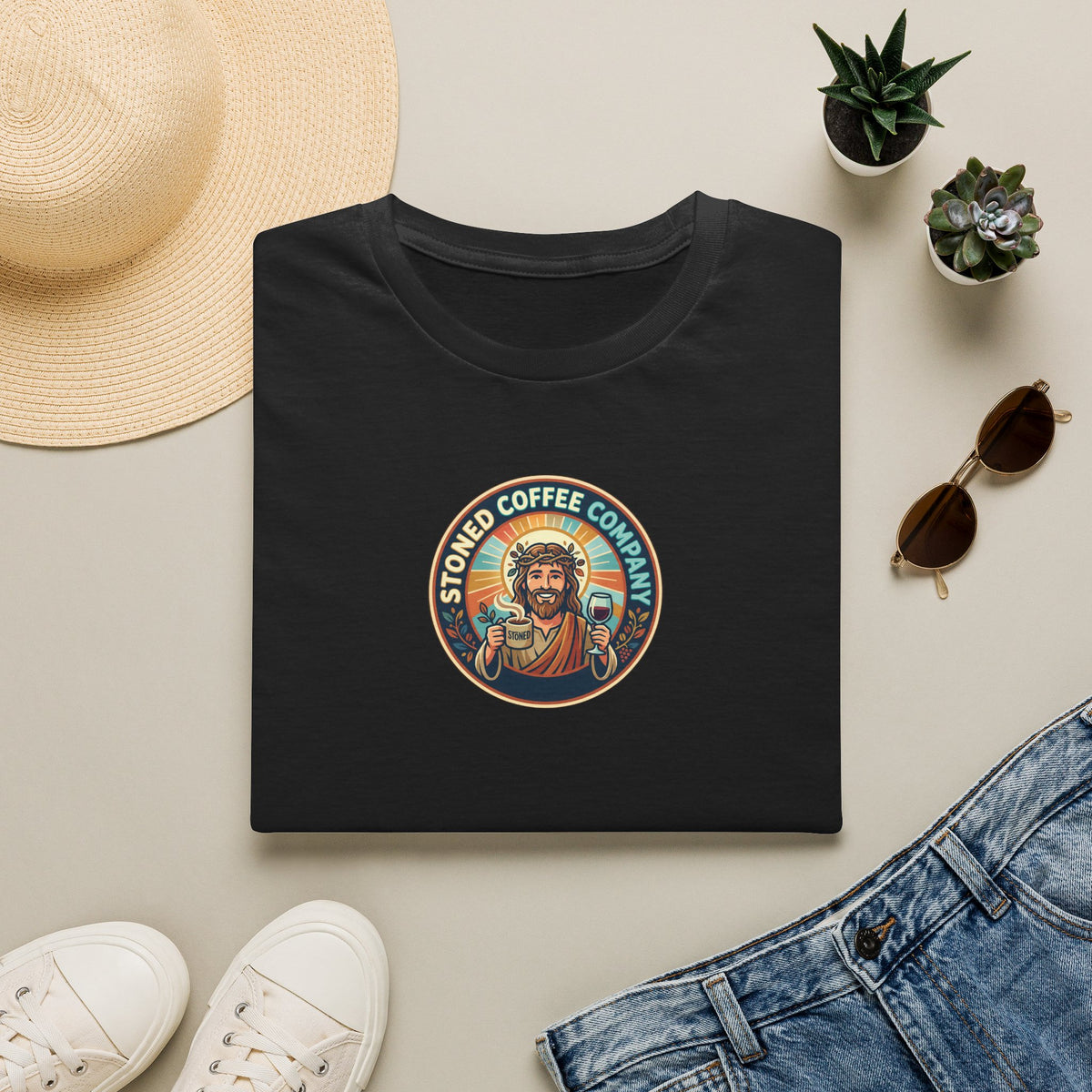He Brewed the Coffee Christian T-Shirt — Faith & Coffee Back-Print