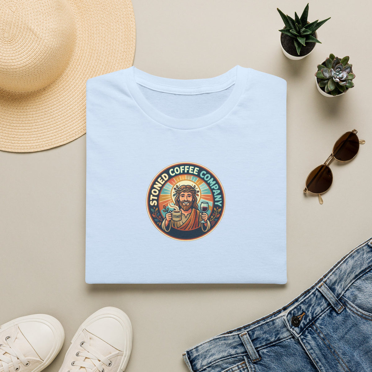 He Brewed the Coffee Christian T-Shirt — Faith & Coffee Back-Print