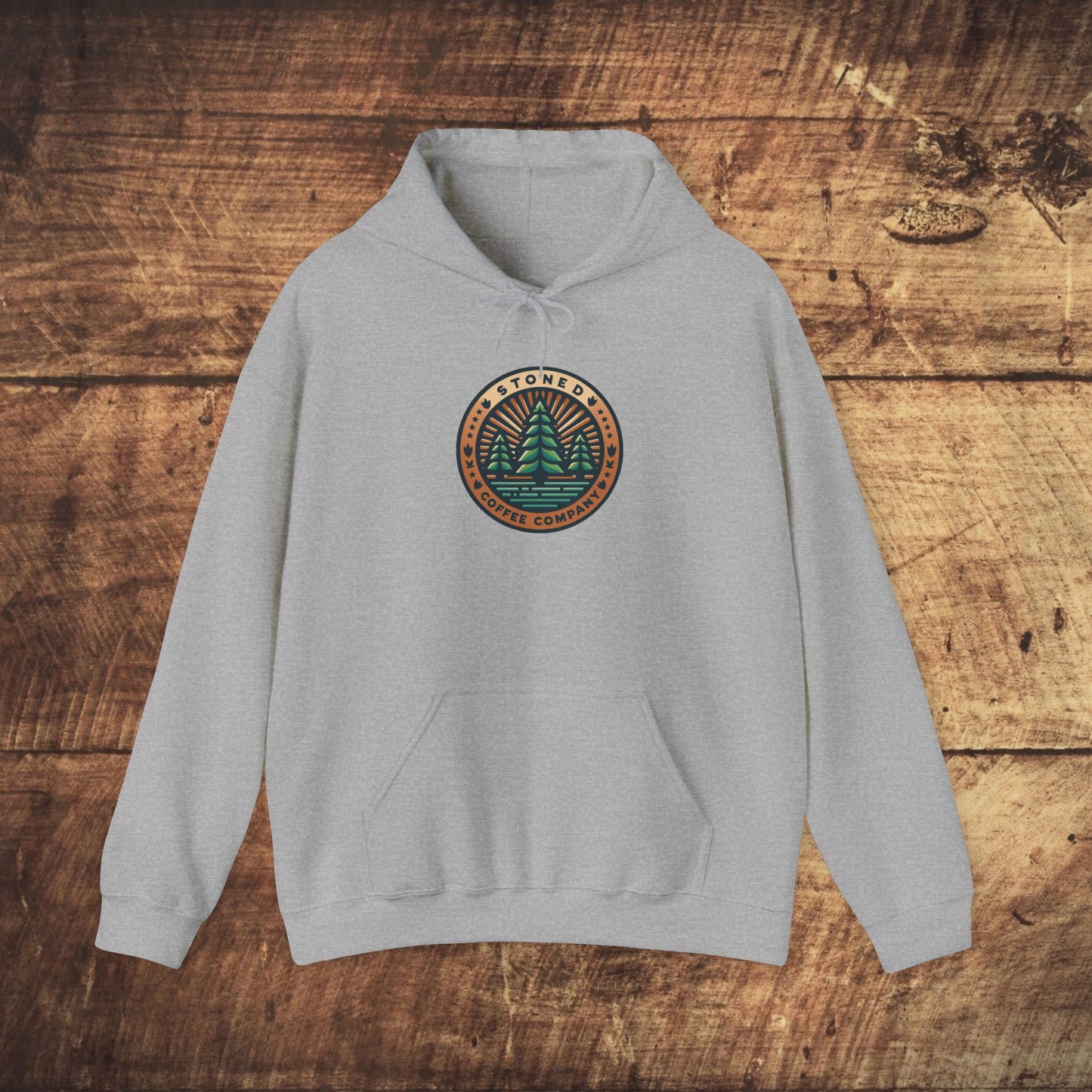 Hooded Sweatshirt Stoned Coffee Company Pine Trees Logo