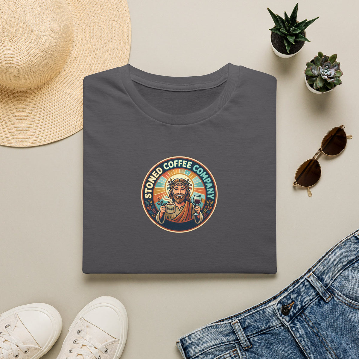 He Brewed the Coffee Christian T-Shirt — Faith & Coffee Back-Print