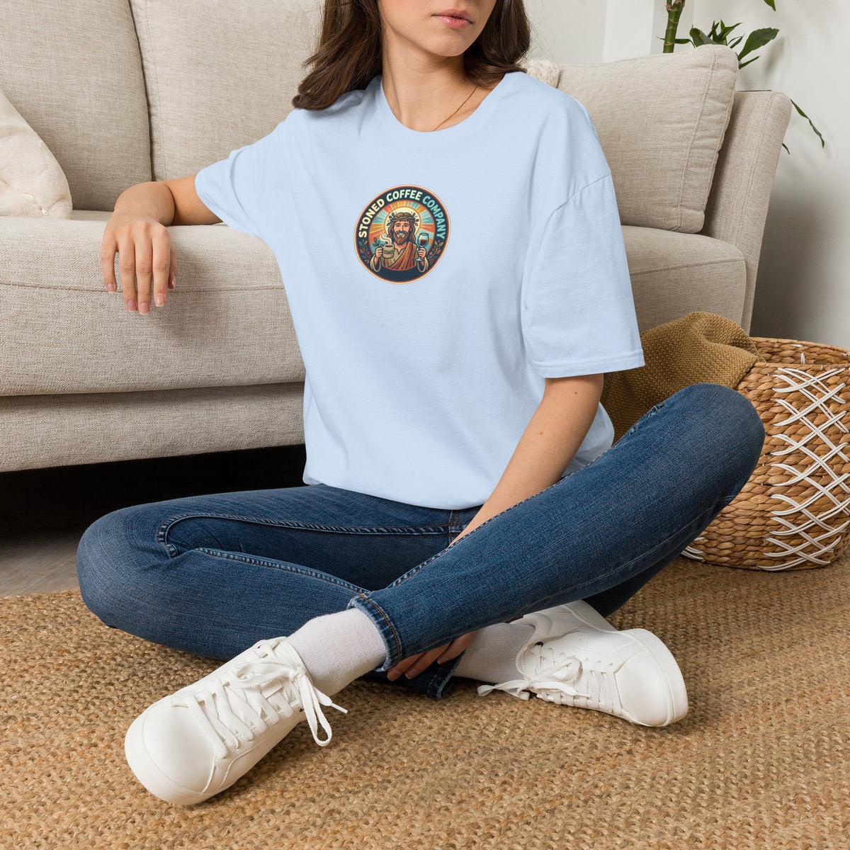 He Brewed the Coffee Christian T-Shirt — Faith & Coffee Back-Print