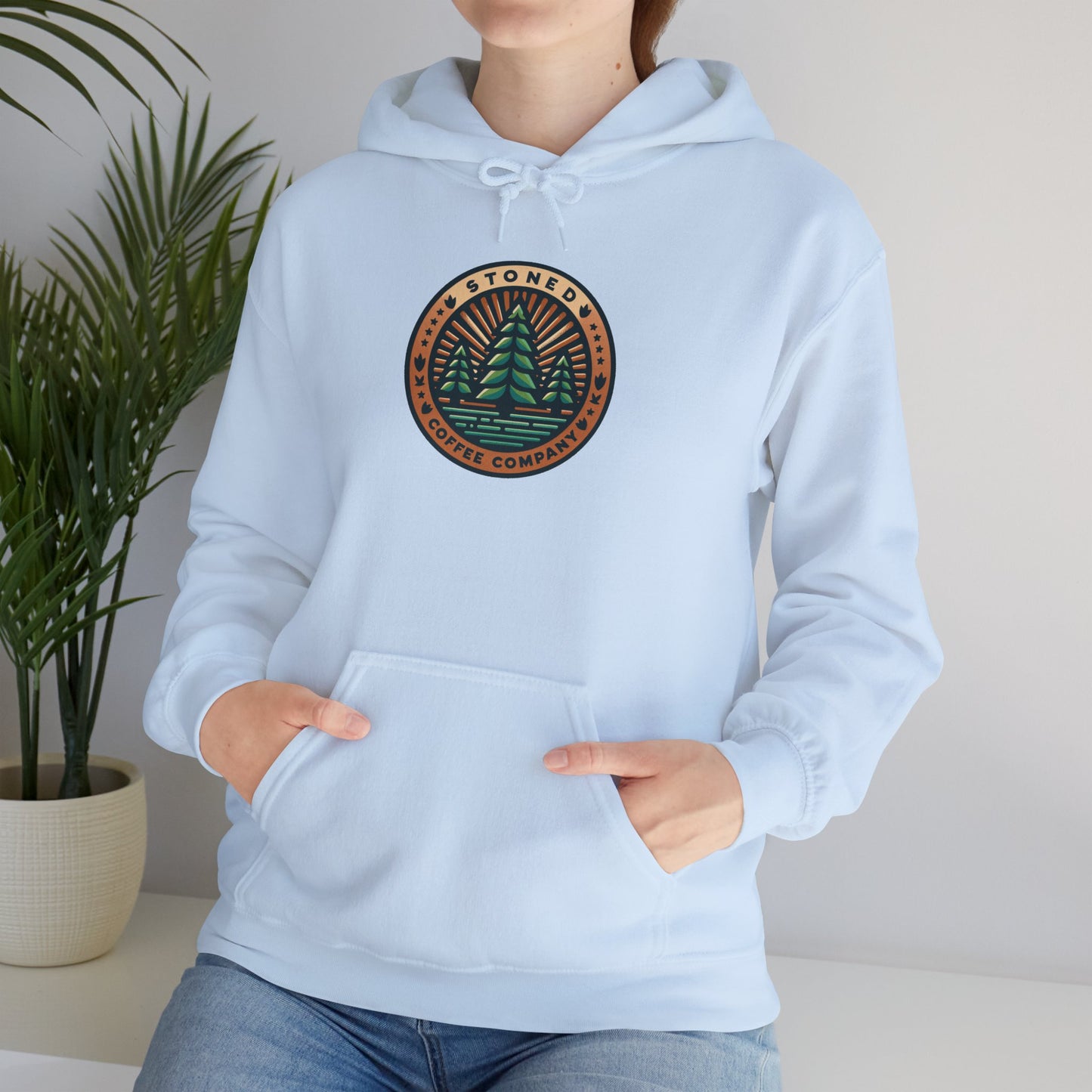 Hooded Sweatshirt Stoned Coffee Company Pine Trees Logo