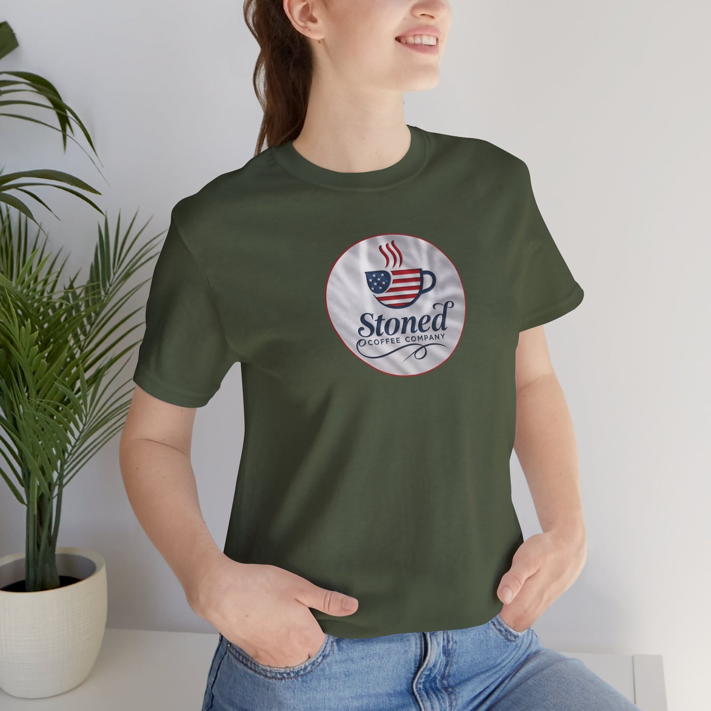 Stoned Coffee Unisex Tee - USA Flag Logo 1