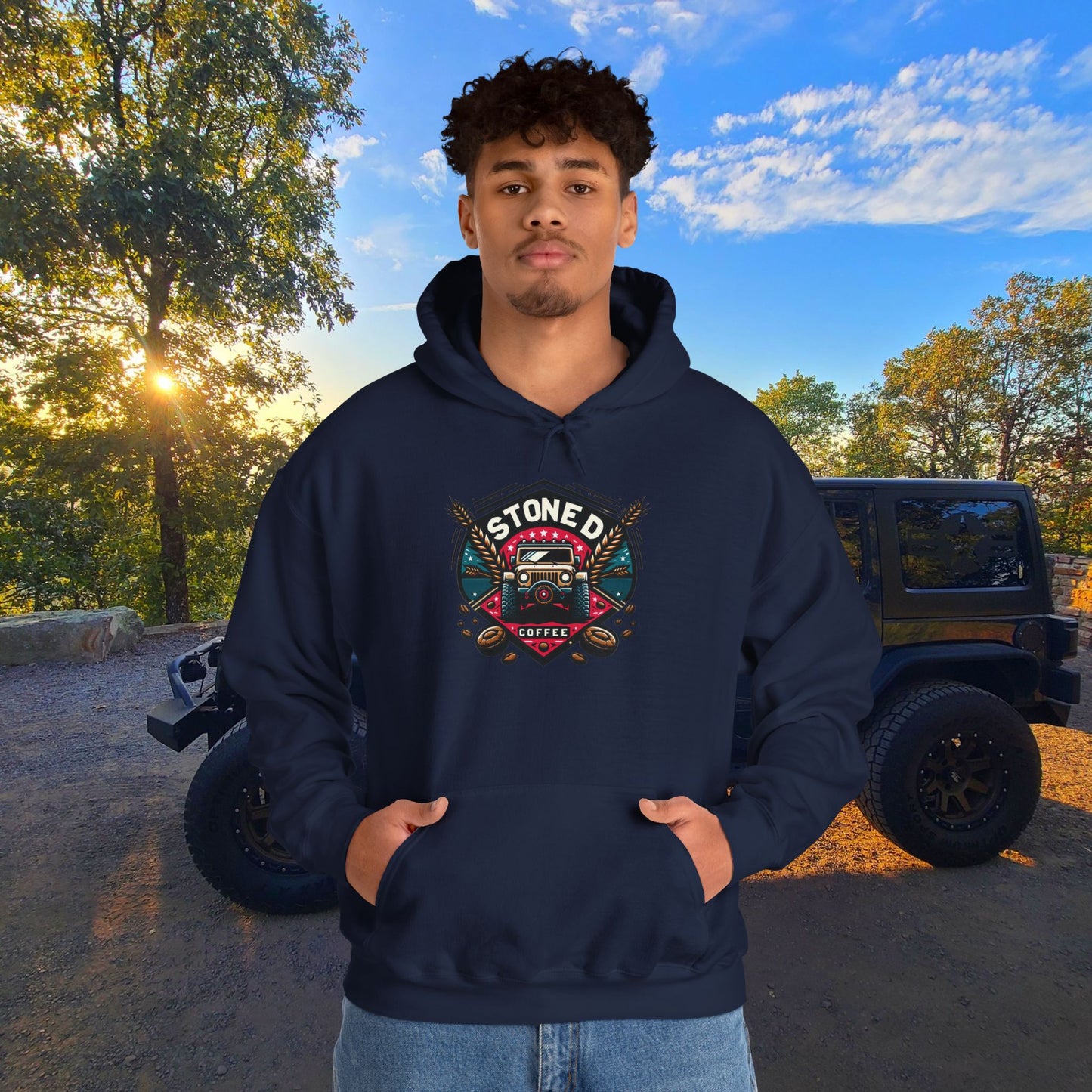 Hooded Sweatshirt - Stoned Coffee Company Jeeper Logo