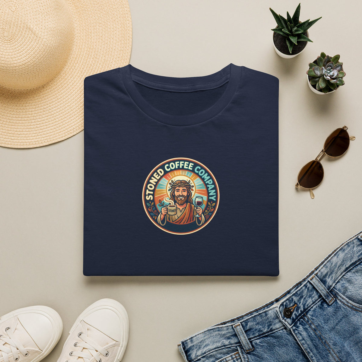He Brewed the Coffee Christian T-Shirt — Faith & Coffee Back-Print
