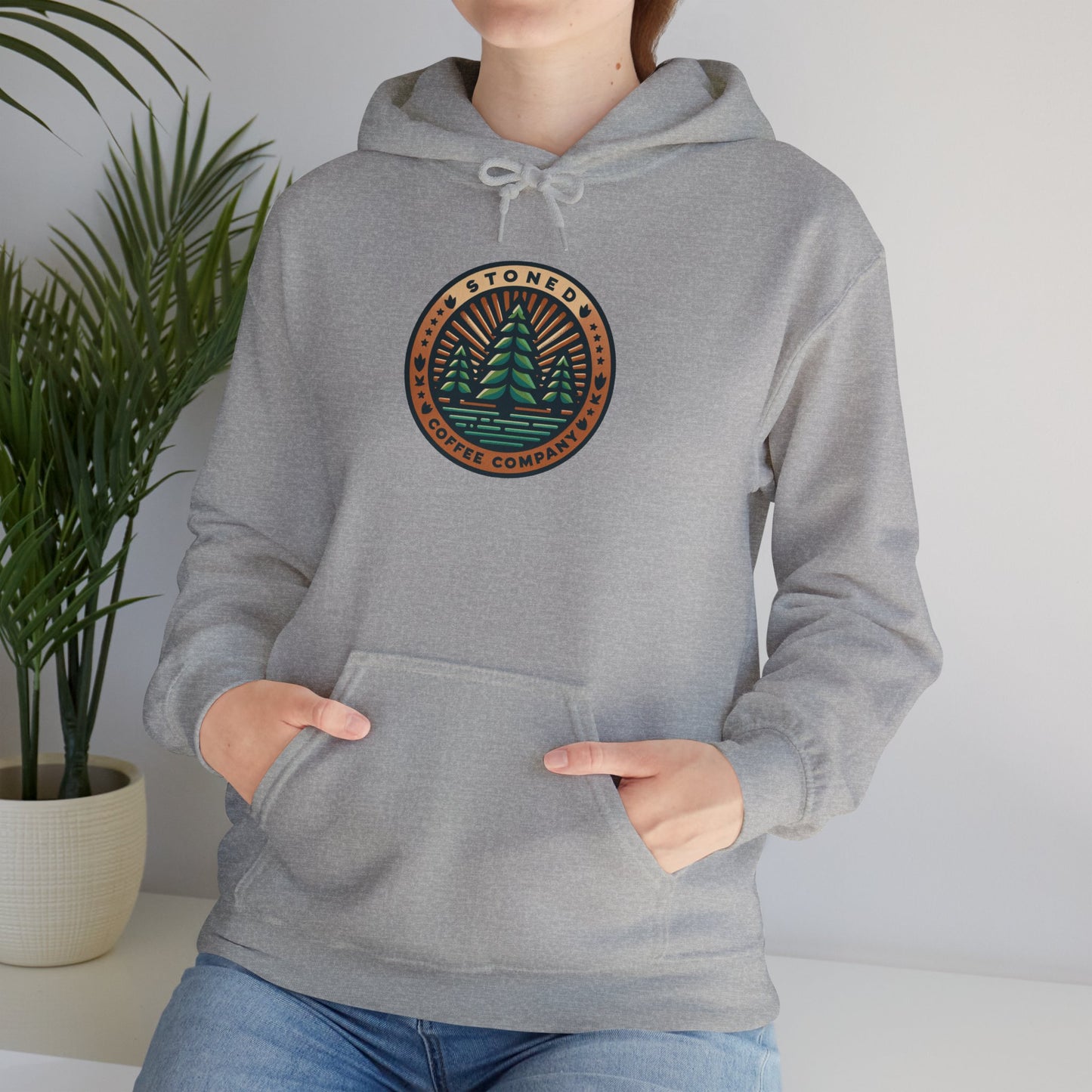 Hooded Sweatshirt Stoned Coffee Company Pine Trees Logo