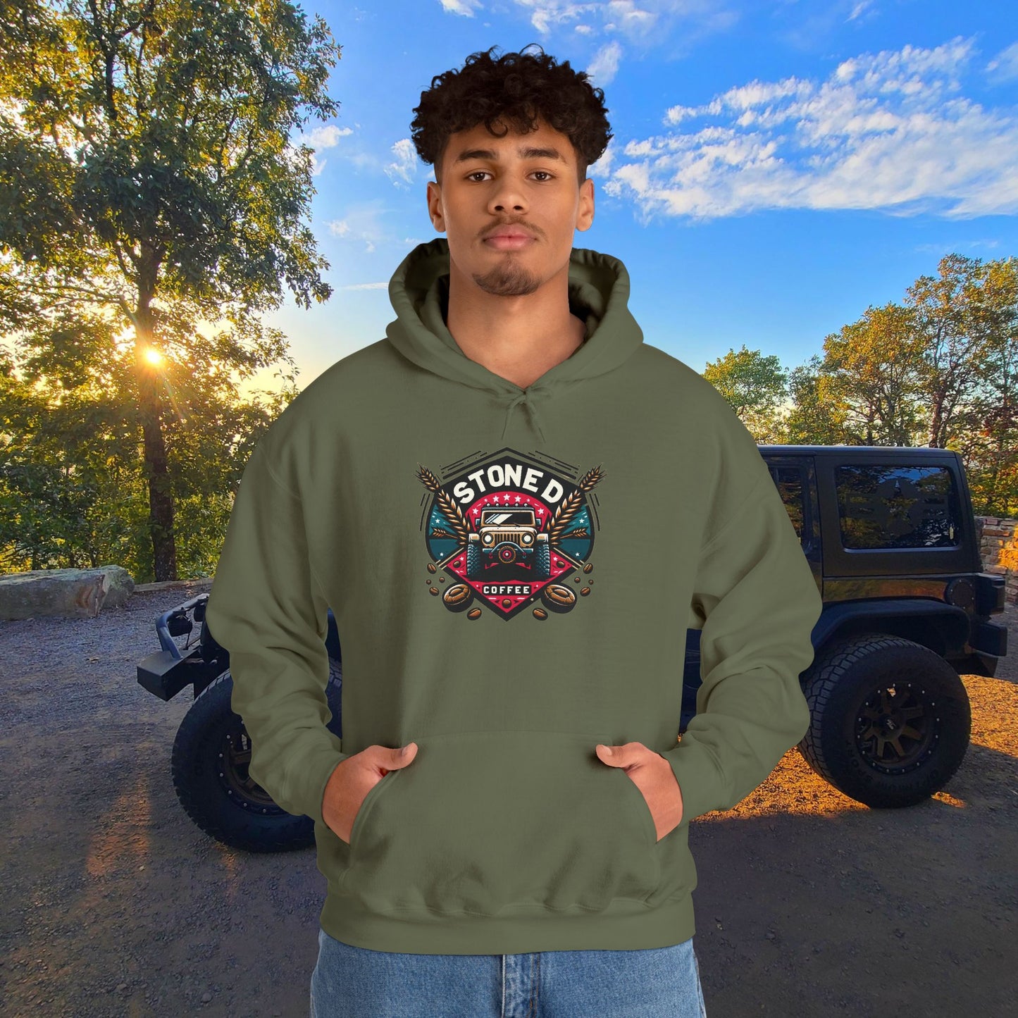 Hooded Sweatshirt - Stoned Coffee Company Jeeper Logo