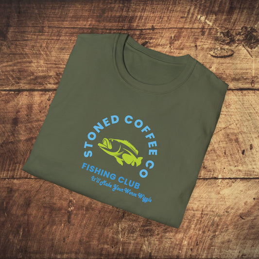 Fishing Club T-Shirt - Stoned Coffee Co Make Your Worm Wiggle Design