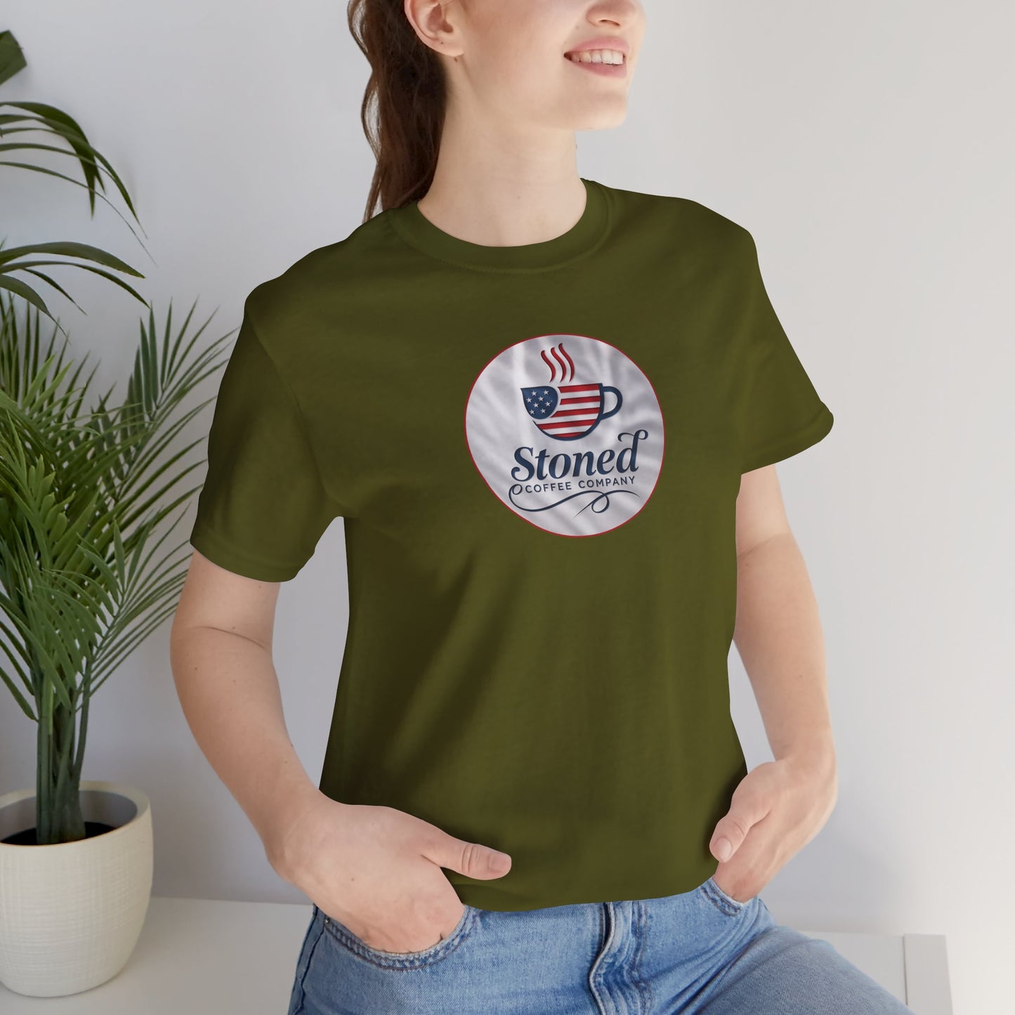 Stoned Coffee Unisex Tee - USA Flag Logo 1