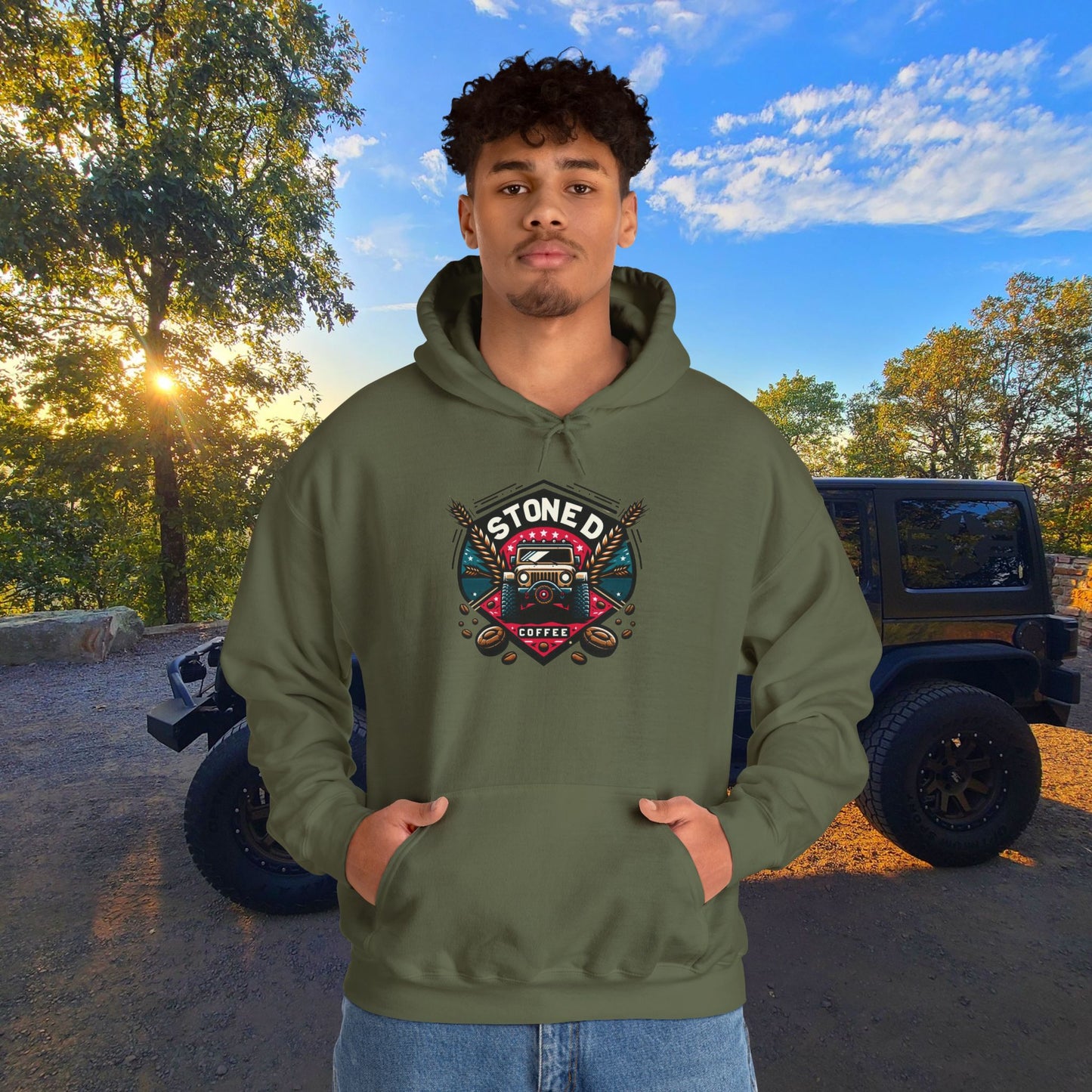 Hooded Sweatshirt - Stoned Coffee Company Jeeper Logo