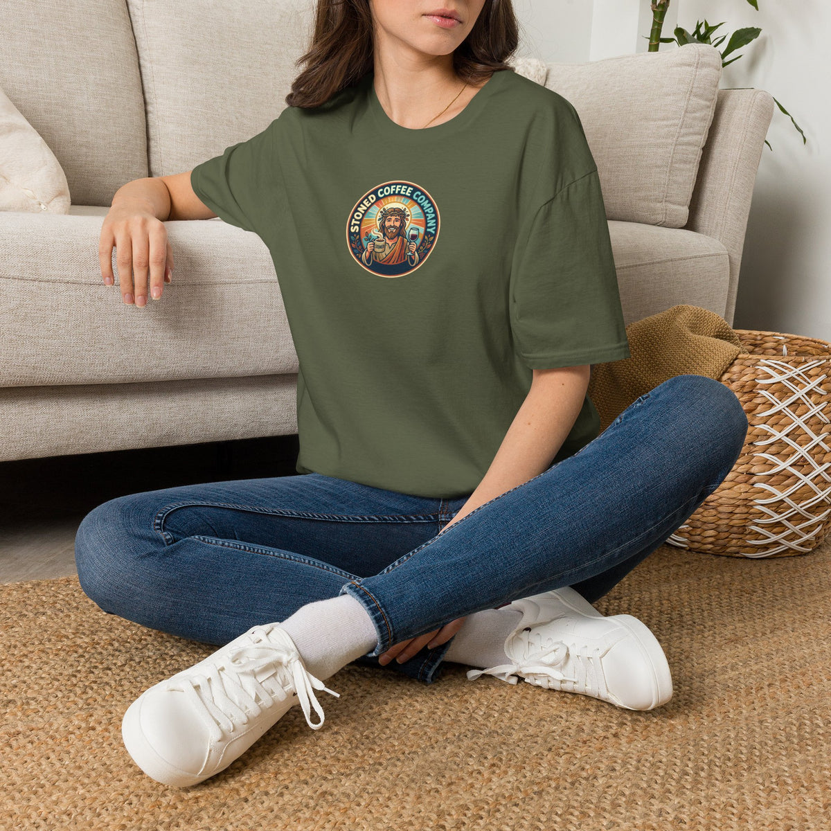 He Brewed the Coffee Christian T-Shirt — Faith & Coffee Back-Print